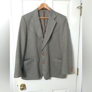 Mesquite Niver Western Wear SZ 44R Mens Blazer Gray VTG MADE IN TEXAS USA